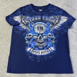 WWE Stone Cold Steve Austin 3:16 Skull T-Shirt XL Blue Big Print